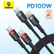 Baseus 2PCS 100W USB C To Type C Fast Charge Cable For iPhone 15 Pro max Samsung