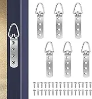 JIEYAO 6 Pcs Heavy Duty D-Ring Picture Hangers, Large Strap Hanger with 24pcs Screws, 4 Hole D-Ring Hanger Picture Hanging Hardware Mirror Hanger for Hanging Clock Paintings Artwork Picture Frame
