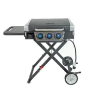 Razor Propane Gas Griddle 3-Stainless Steel Burner Black w/ Cart/Side Shelf/Lid