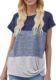 [N\P] NP Women's Casual Shirt Casual Kink Splicing Loose Short Sleeve Femme Gray