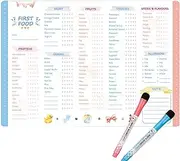 First Foods Chart, Repeatable Baby First Foods Tracker Magnetic Daily Food Chart with 2 Magnet Pen Baby Food Chart Checklist for Toddler Daily Food Log, 30.5x21.5cm