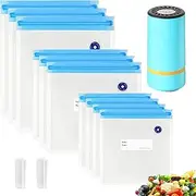 Handheld Portable Mini Vacuum Sealer With Reusable Food Storage Zipper & Sous Vide Bags, USB Rechargeable Electric Pump for Meat and Food Storage (10pcs & Electric Pump)