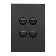 Hager WBQSV4-MB Finesse Series Switch, Rocker Type, Single Pole, Flush, 4 Gang, Vertical, 250V 16AX, 1 or 2 Way, Matt Black