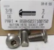 3/8-16x3/4 Button Head Hex Socket Cap Screws Stainless Steel (7)