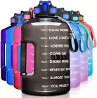 1 Gallon Water Bottle with Time Marker and Straw, BPA Free 128Oz Leak Proof