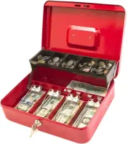 Kyodoled Large Cash Box with Money Tray and Lock, Metal Money Box Safe, Cash Reg