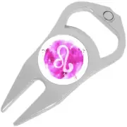 Watercolor Leo Golf Ball Marker Divot Repair Tool Bottle Opener