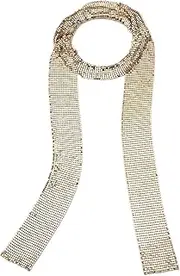 [Croozy] Women Glitter Sparkle Metal Sequins Neck Tie Scarf Party Evening Long Thin Skinny Tie Shawls Neckerchief