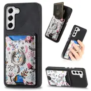 For Samsung S24 S23 S22 Ultra S21 FE Card slot Ring Leather Case Cover