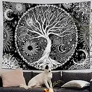Spenlife Tree of Life Tapestry Black Tapestry for Bedroom Spiritual Tapestry Aesthetic Galaxy Space Tapestry Wall Hanging for Bedroom (50×60 Inches)