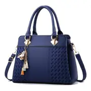 Simple Style Women Leather Crossbody Bag with Tassel Embroidery
