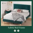 Zinus Fabric Bed Frame Queen Double Velvet Dark Green Base Platform 5 Yrs Wty