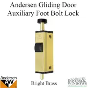 Andersen Auxiliary Foot Bolt Lock for Frenchwood Sliding Door Bright Brass Lock