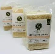 (3) 3pk Eco Scrub Sponges Non-Scratch Cellulose 100% Plant Base Scouring Kitchen