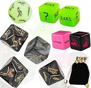 9Pcs Sex Dice, Date Night Dice Bedroom Position Game Sex Toys Gift Ideas for Couples Adult Glow in The Dark (Storage Bag)