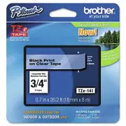 Brother P-Touch TZE141 TZe Adhesive Laminated Labeling Tape - Black on Clear New