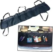BUGUUYO Car Trunk Mesh Storage Bag Multi Functional Organizer for Bottles Towels Maps Umbrellas Hooks Fit for Cars Suvs Trucks Black