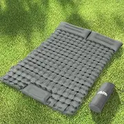 Weisshorn Double Camping Air Mattress, Self Inflating Blow Up Mattresses Bed Sleeping Bubble Surface Pad Mat Outdoor Tent Caravan Road Trip Travel Hiking Gear, with Carry Bag Pillow Grey
