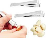 2PCS Garlic Peeler,Stainless Steel Garlic Peeler Clips Skin Remover,Easily Quick Remove The Garlic Skin,Garlic Peeling Tweezers for Cooking Easy Faster Kitchen Tools
