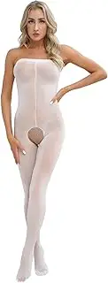 [GRRKDFQ] Women's Erotic Costumes Crotchless See-Through Strapless Jumpsuit