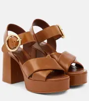 [See By Chloe] See By Chloé Lyna leather platform sandals AU 10.5 brown