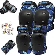 Kids Knee and Elbow Pads with Wrist Guards, HardSoft Pad Tech. I CPSIA Certified Protective Gear Set I Inline Roller Skate Skateboard Bike Knee Pads for Kids Child Girls Boys Toddler Youth