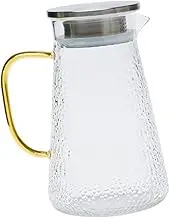 KOCKSHION Stainless Steel Lid Glass Juices Pitcher 1300ml Large Capacity for Water Tea Milk