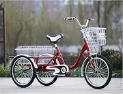 Adult Tricycle Adult Trikes 3 Wheel Bikes Carbon Steel Frame Three-Wheeled Cruise Trike with Baskets for Recreation Shopping Exercise Picnic Cycling Pedalling