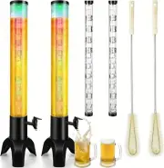 COSYOO 2PCS Drink Tower, 3L Mimosa Tower Dispenser With Ice Tube and Led