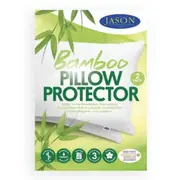 2PK Jason Rectangle Bamboo Blend Waterproof Soft Pillow Protector Cover White
