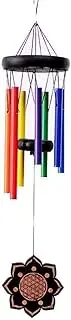 Wind Chimes Outdoor Creative Color Metal Tubes Music Wind Chimes 7 Tubes Wind Chime Lotus Pendant Hanging Decoration Memorial Wind Chime