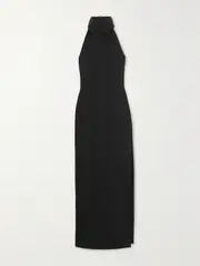 [16ARLINGTON] 16ARLINGTON - Cassandra Jersey Halterneck Maxi Dress - Black - UK 6 UK 6 Black