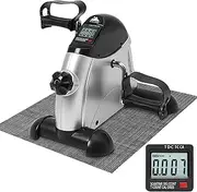 EVOLAND Mini Exercise Bike, Under Desk Bike Pedal Exerciser with Handle| Adjustable Resistance| LCD Display| Non-Slip Mat, Home and Office Workout Fitness Training for Unisex and Elderly