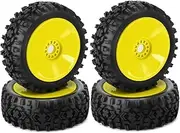 4PCS 1/8 RC Wheel Tire Rubber 120MM 112MM Tire 17mm Hub Hex for 1/8 RC Car on Road Off-Road, Yellow