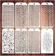 8 Pieces Stencils for Crafts, Leopard Brick Dot Layering Stencils Mixed Media Texture Stencils for Painting on Card Making Canvas DIY Crafts Furniture Paper (8 Layering)