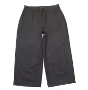 NWT Eileen Fisher Wide Crop Ankle in Charcoal Soft Wool Flannel Crop Pants L
