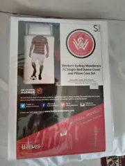 WESTERN SYDNEY WANDERERS SOCCER BNWT BEDLINEN DOONA PILLOW COVER SINGLE BED