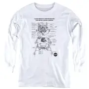NASA Kids Long Sleeve Shirt Lunar Module Diagram White Tee