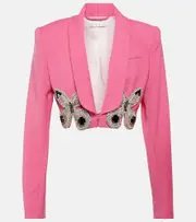 [Area] Area Embellished cropped wool blazer AU 16 pink