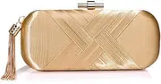 [Flower shave] New Women's Dinner Bag, Tassel Bag for Evening Dresses in Europe and America, Banquet Clutch for Ladies (22.5 * 5 * 9.5Cm),Gold