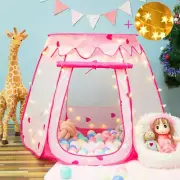 Pop up Princess Tent with Star Light for 1-3 Year Olds, Pink Ball Pit