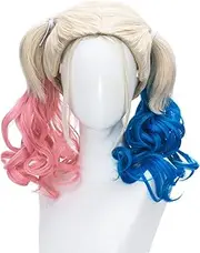 TSNOMORE Pink and Blue Wig for Women Curly Two Ponytails Wig for Girl Halloween Costume Party Cosplay Wig