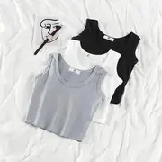 Plain Crop Tank Top White - One Size