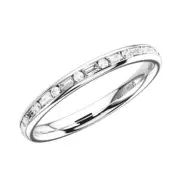 2 MM, 18K White Gold, 100% Natural Round and Baguette Diamond Half Eternity Ring