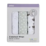 3 Pack Cotton Interlock Wraps - Hedgehog