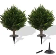 Set Of Two 19.6 inch Artificial Cypress Boxwood Topiary Tree For Outdoor Decor