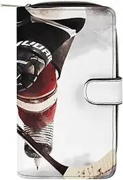 [LQPMNK] PU Leather Wallet, Ice Hockey Pattern Print Wallet with Multiple Slots Elegant Wallet Business Wallet Travel Wallet Bifold Wallet, style, 19.7x11x3.5cm, Minimalist, Style, 19.7x11x3.5cm,