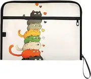 YMXFXP Three Cats Colorful Funny Expandable Filing Folder, 13-Pocket Funny Cute Design with Sticky Labels, A4 Letter Size Document Organizer for Office, School, Boys, Girls