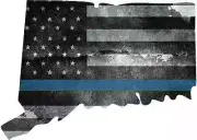 5" CT Connecticut State Thin Blue Line Tattered American Flag Police Sticker Law