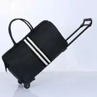 在飛比找樂天市場購物網優惠-【超實用】韓版黑白條紋 拉桿式旅行包/行李包/登機袋 ✈️出